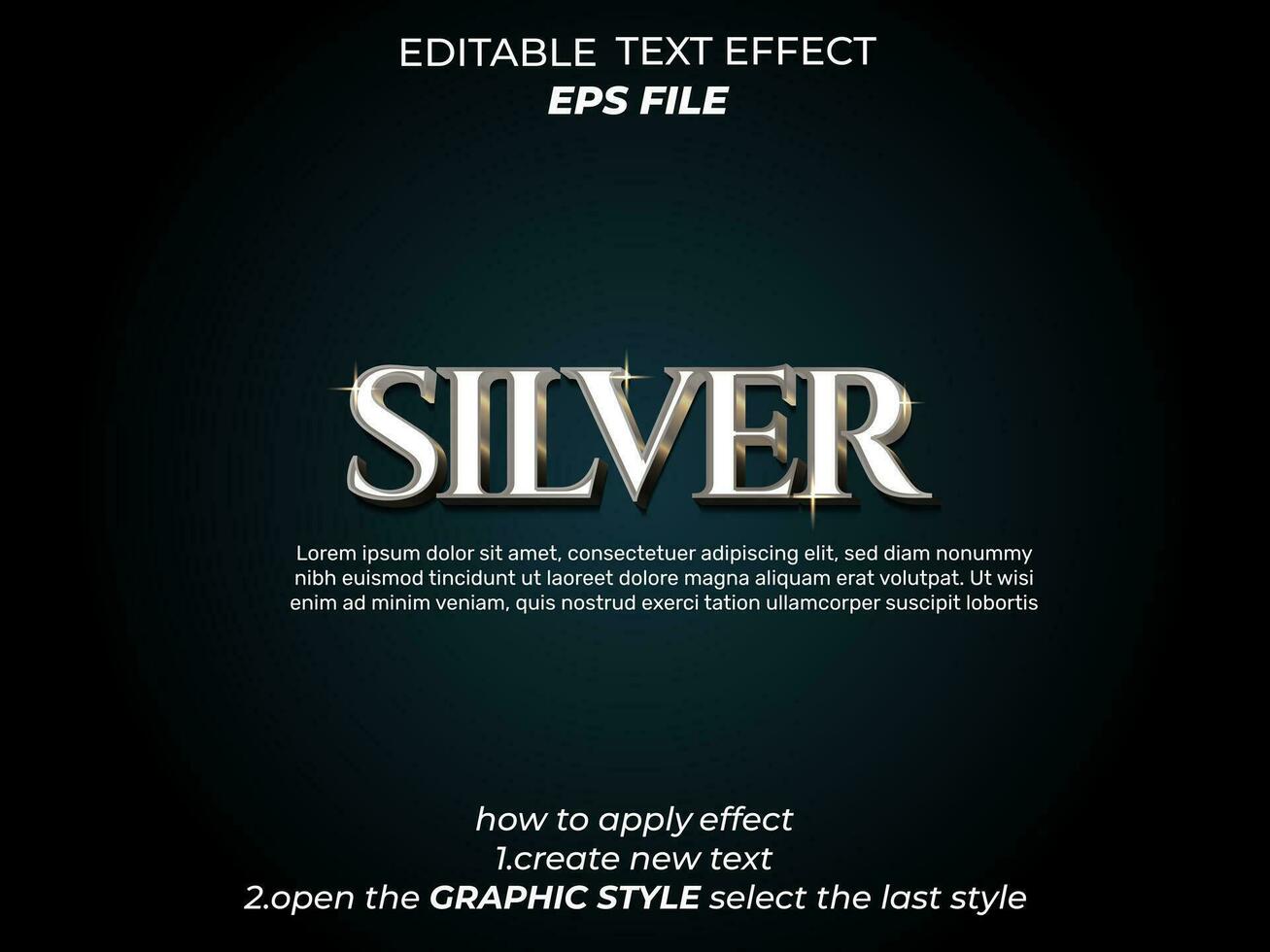 silver text effect, typography, 3d text. vector template
