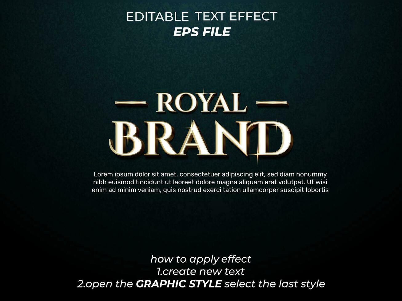 royal brand text effect typography, 3d text. vector template