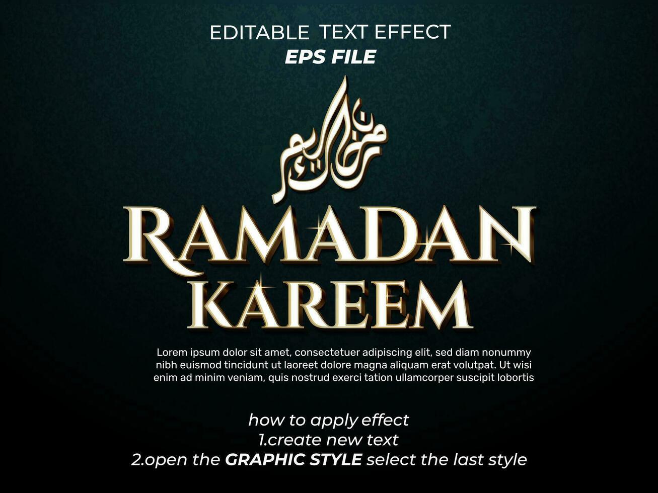 ramadan text effect typography, 3d text. vector template
