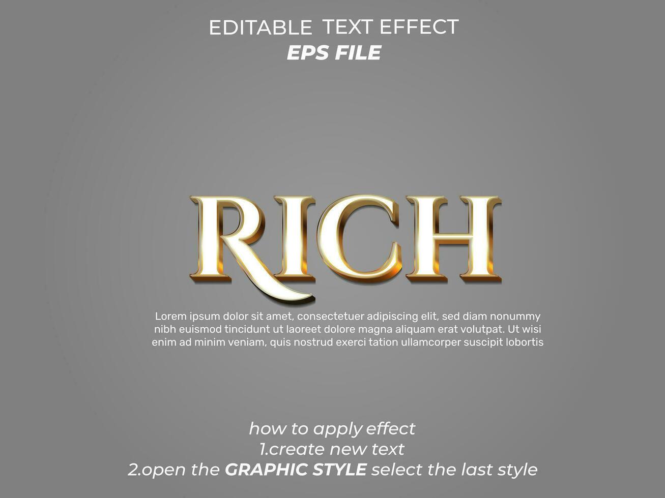 Rico texto efecto, tipografía, 3d texto vector