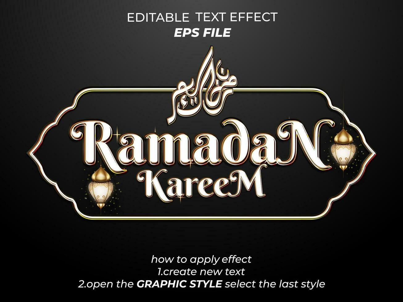 ramadan text effect typography, 3d text. vector template