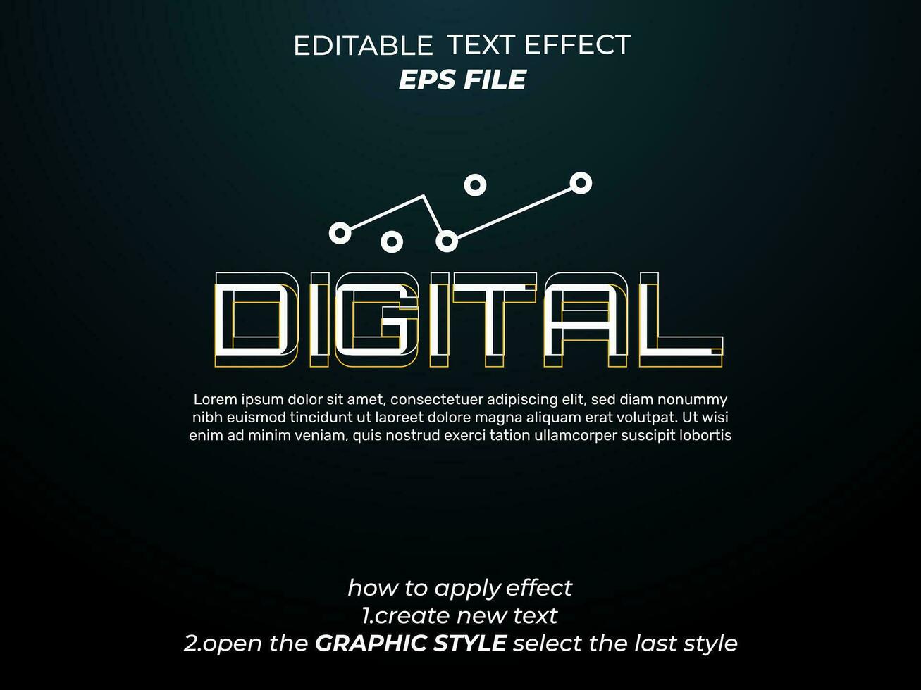 digital text effect, typography, 3d text. vector template