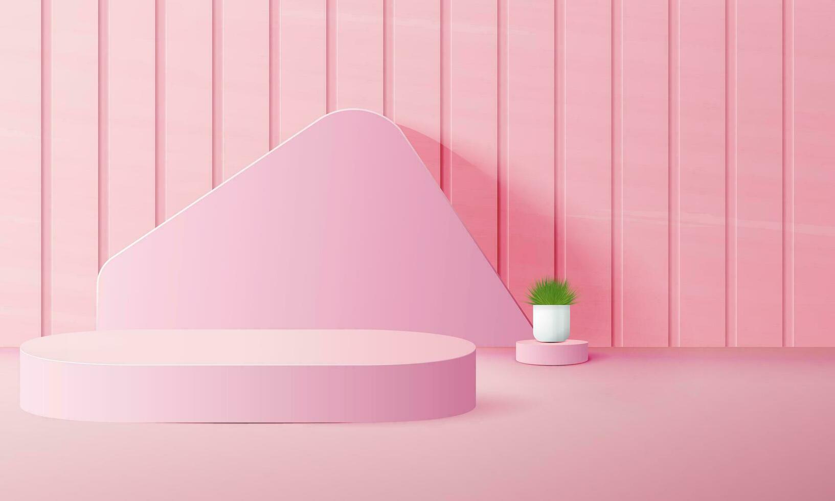 Luxury pink pastel podium scene background with back drop, product presentation, mock up, show cosmetic, product blank podium vector
