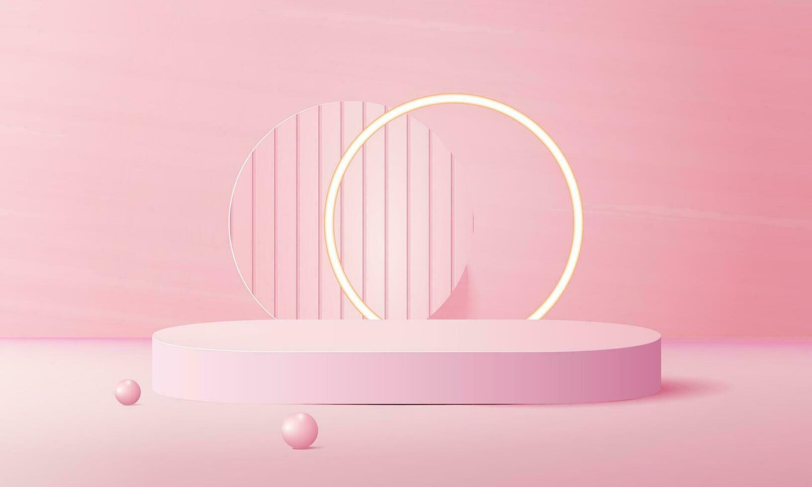 pink podium scene background with backdrop, for product presentation, mock up, show cosmetic. vector