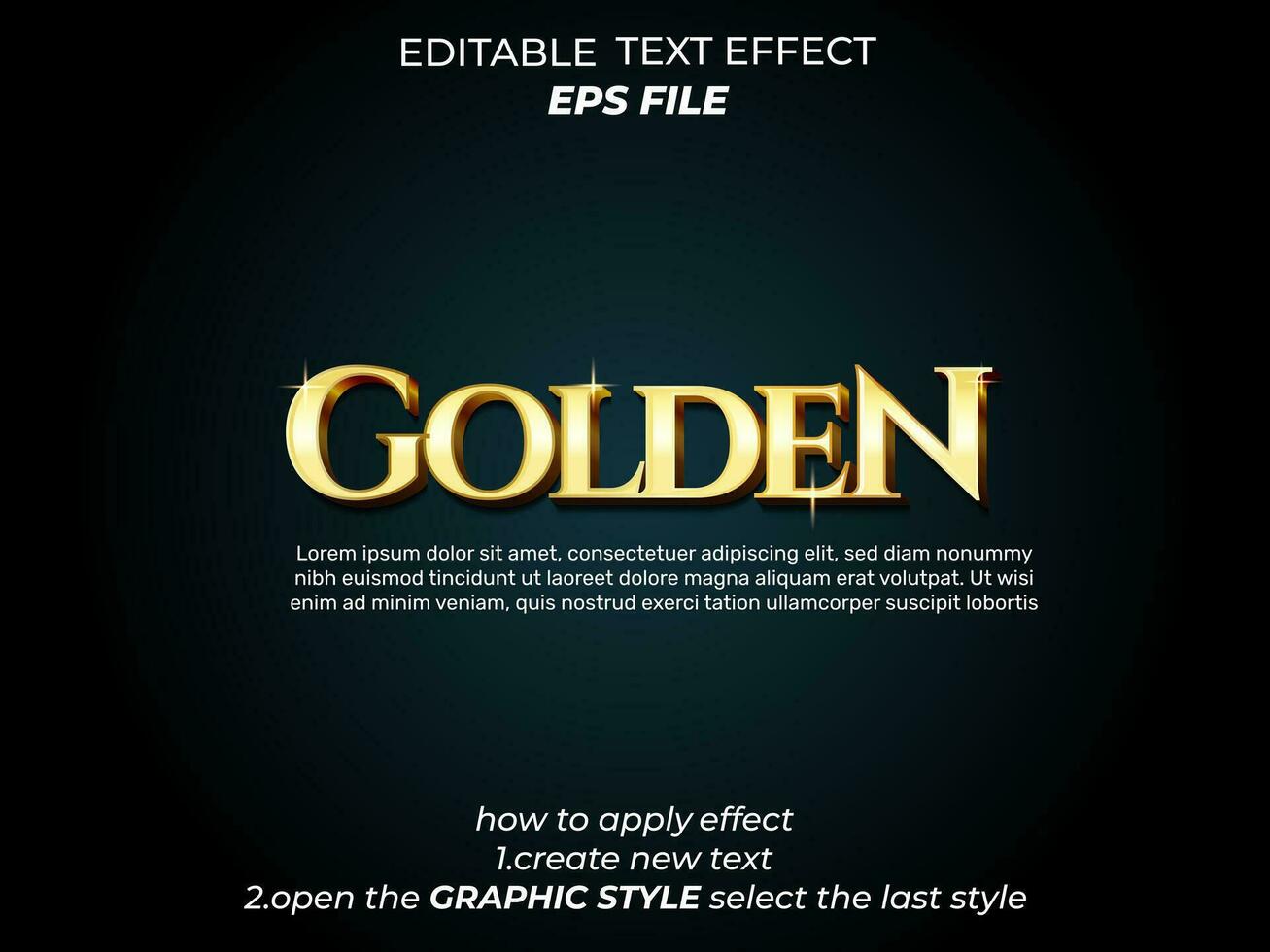 golden text effect typography, 3d text. vector template 25695328 Vector