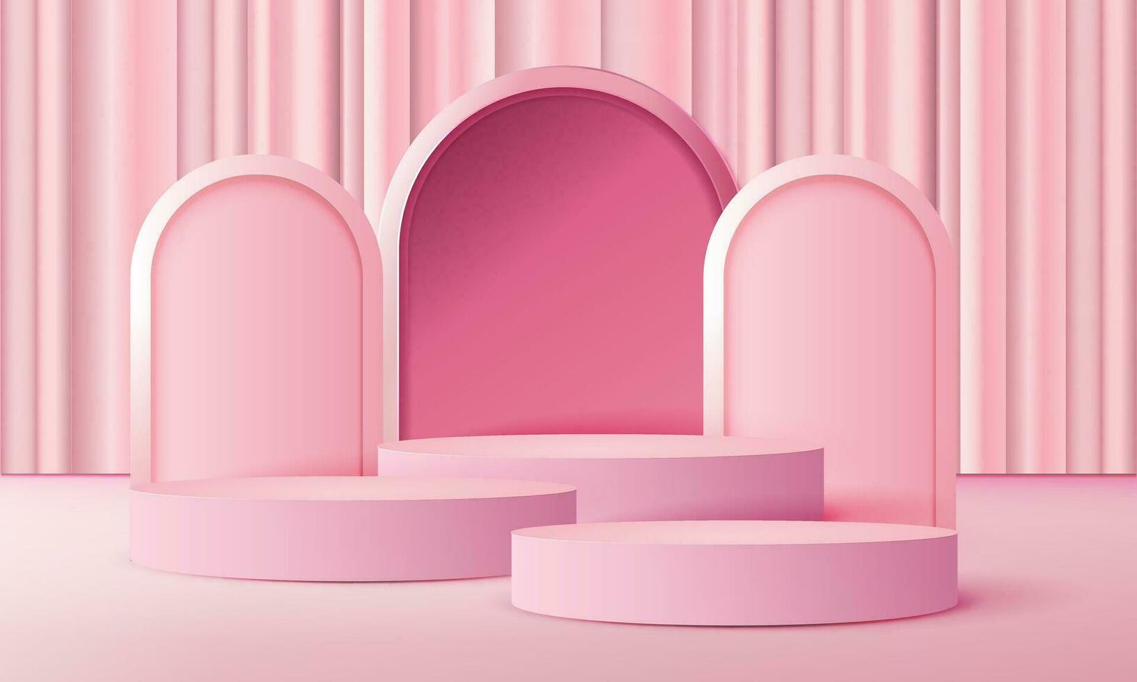 pink podium scene background with backdrop, for product presentation, mock up, show cosmetic. vector