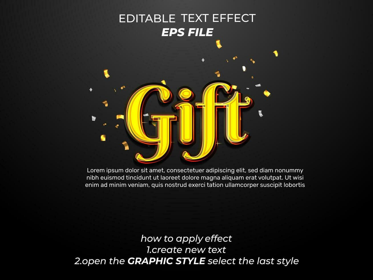 gift text effect, typography, 3d text. vector template