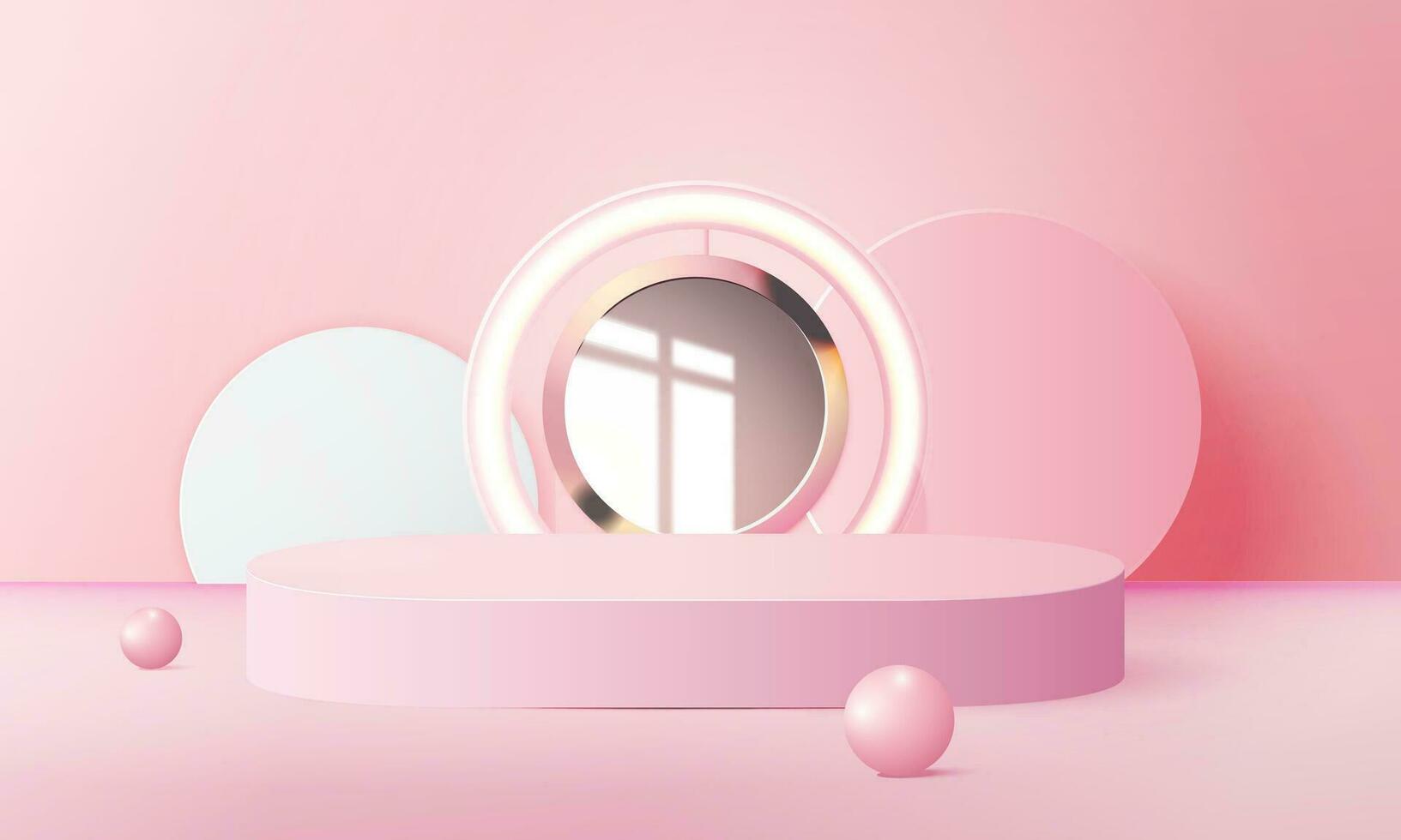 pink podium scene background with backdrop, for product presentation, mock up, show cosmetic. vector