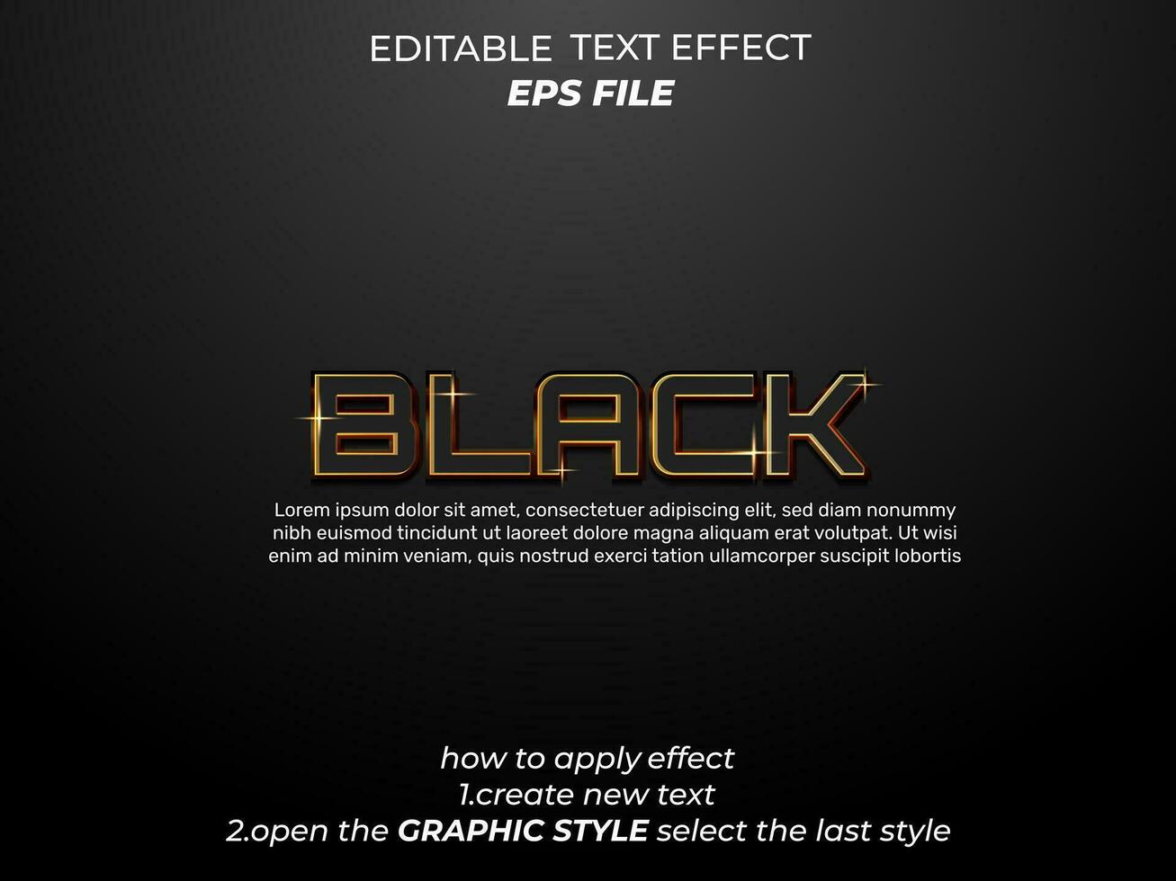 black text effect, typography, 3d text vector