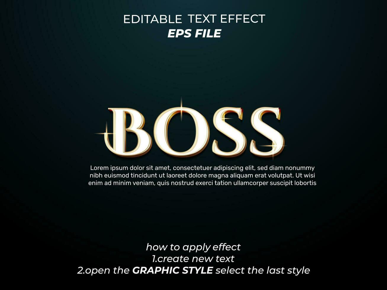 boss text effect, typography, 3d text. vector template