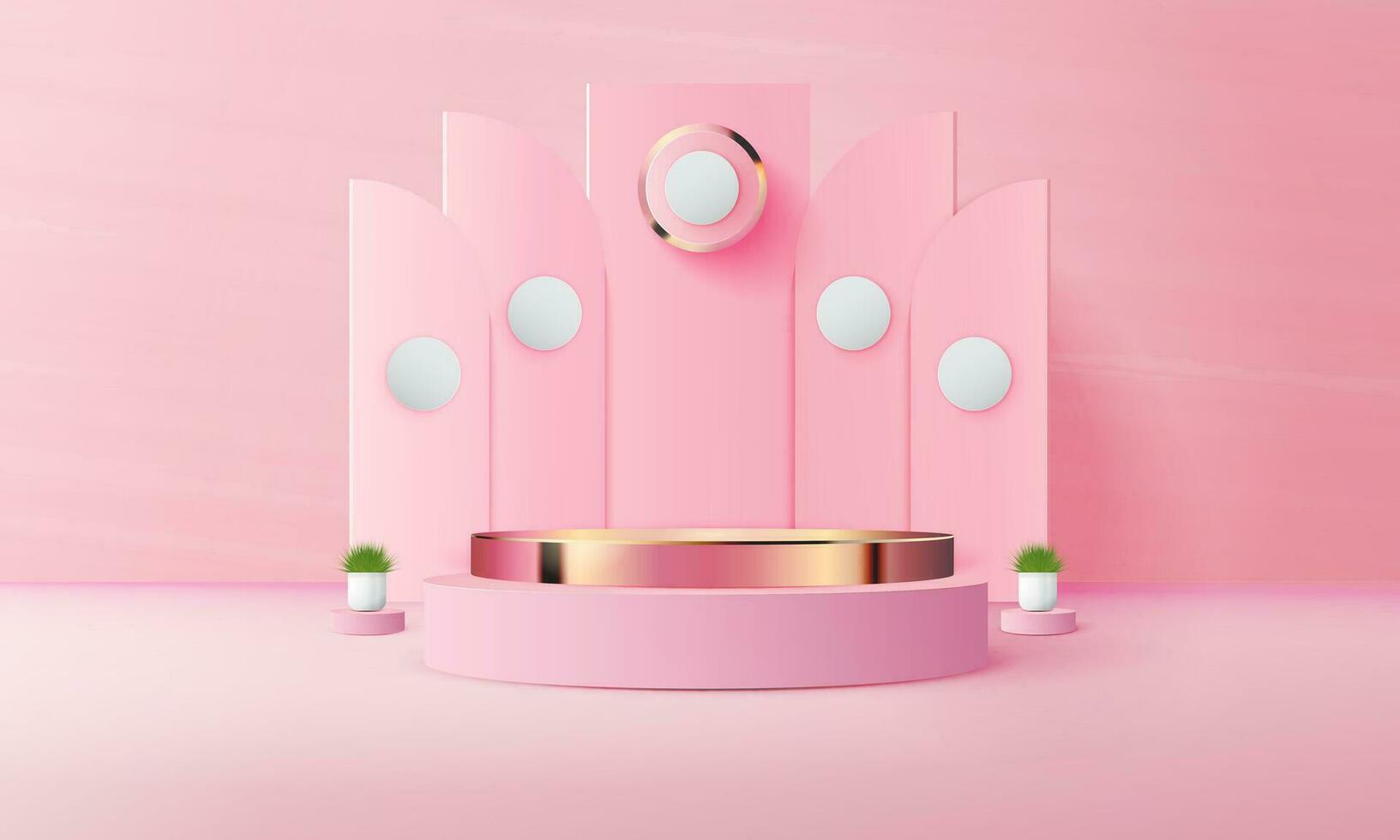 pink podium scene background with backdrop, for product presentation, mock up, show cosmetic. vector