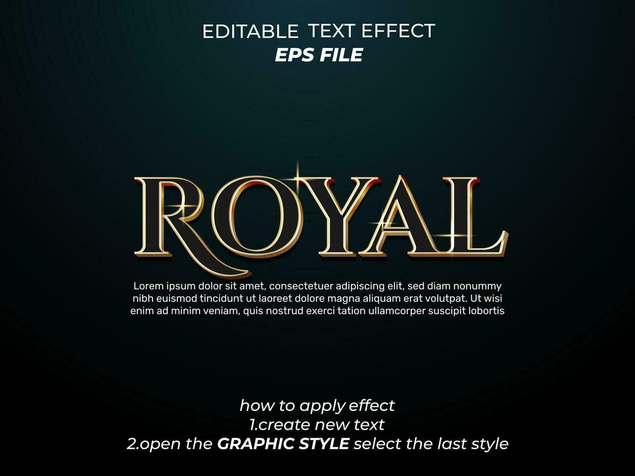 royal text effect typography, 3d text. vector template