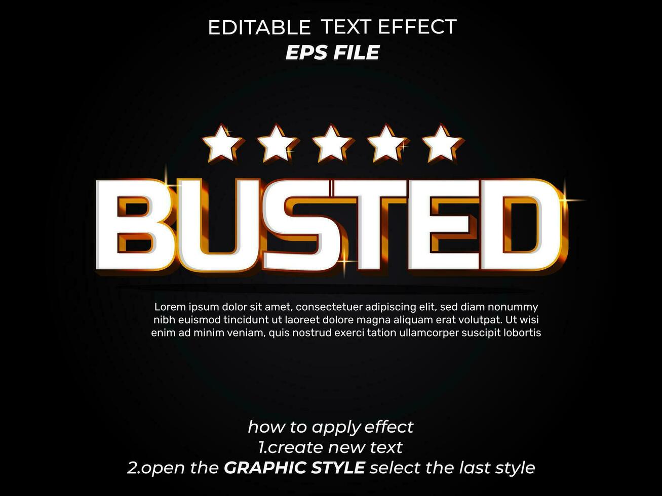 busted text effect, typography, 3d text. vector template