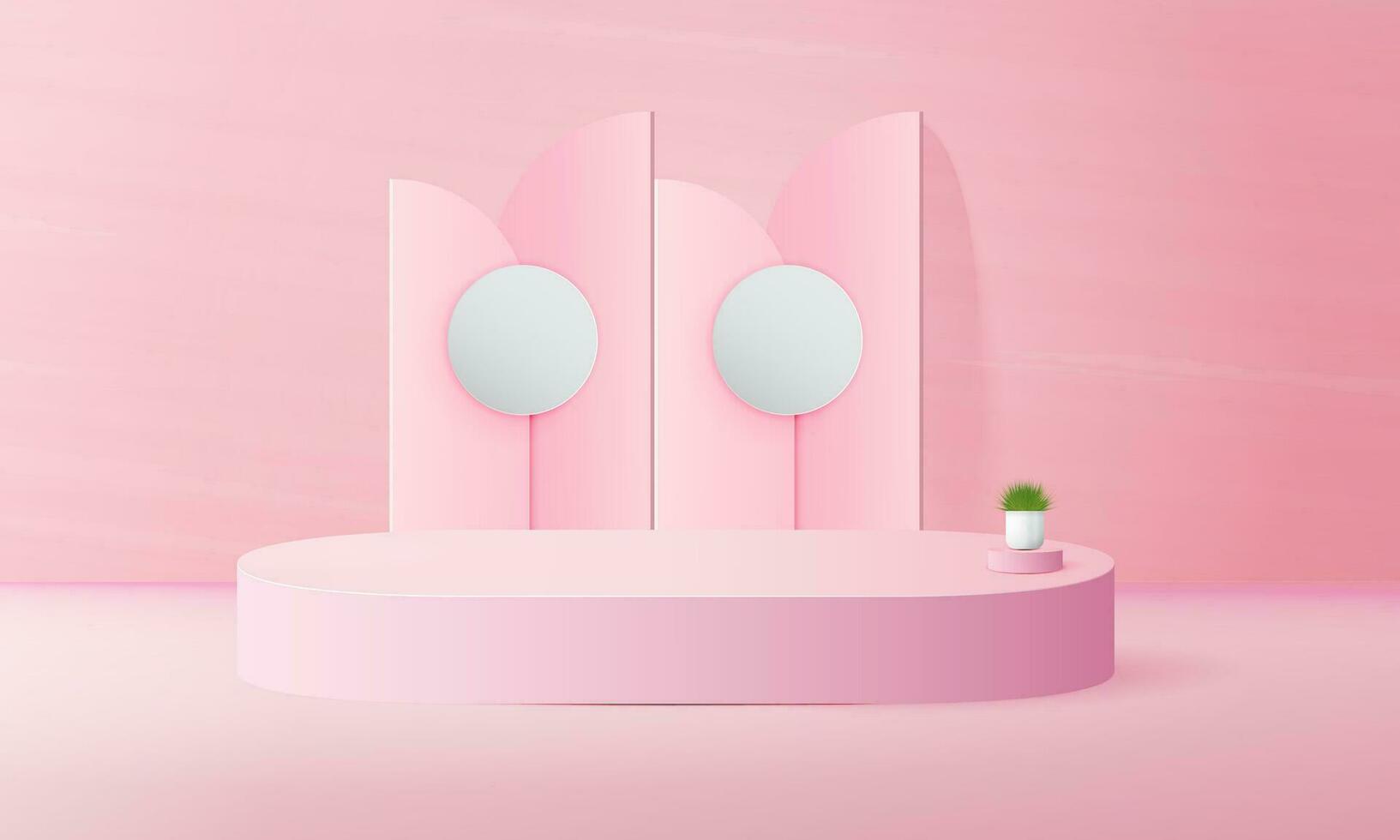 pink podium scene background with backdrop, for product presentation, mock up, show cosmetic. vector