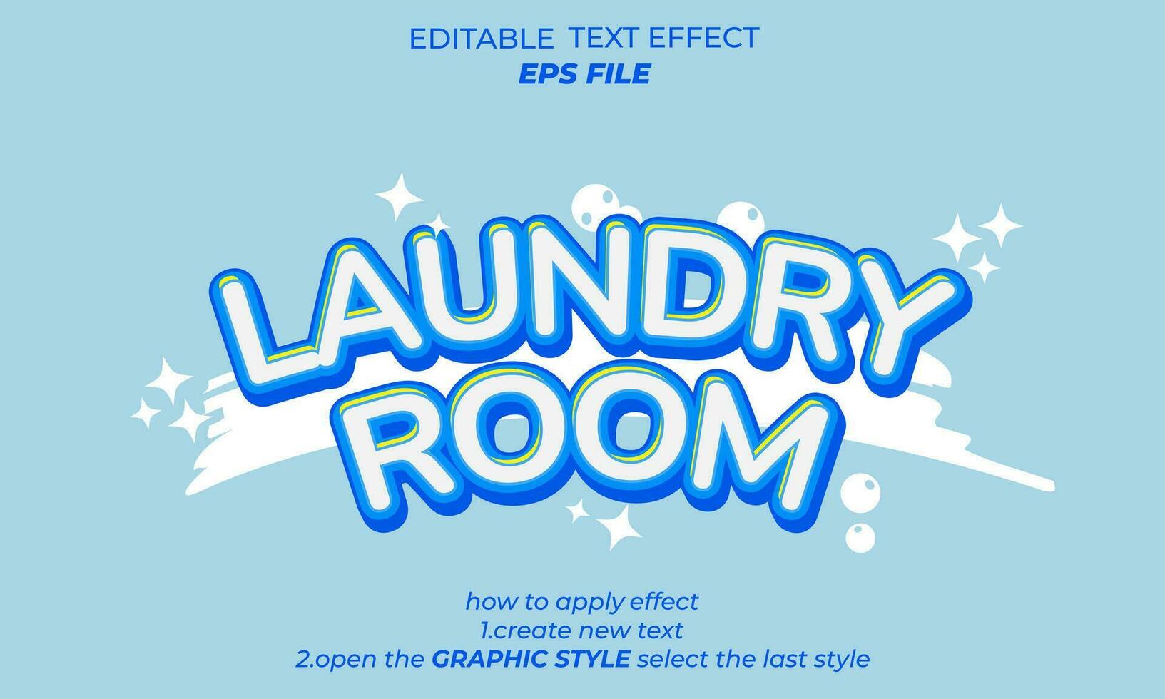 laundry room text effect, typography, 3d text. vector template