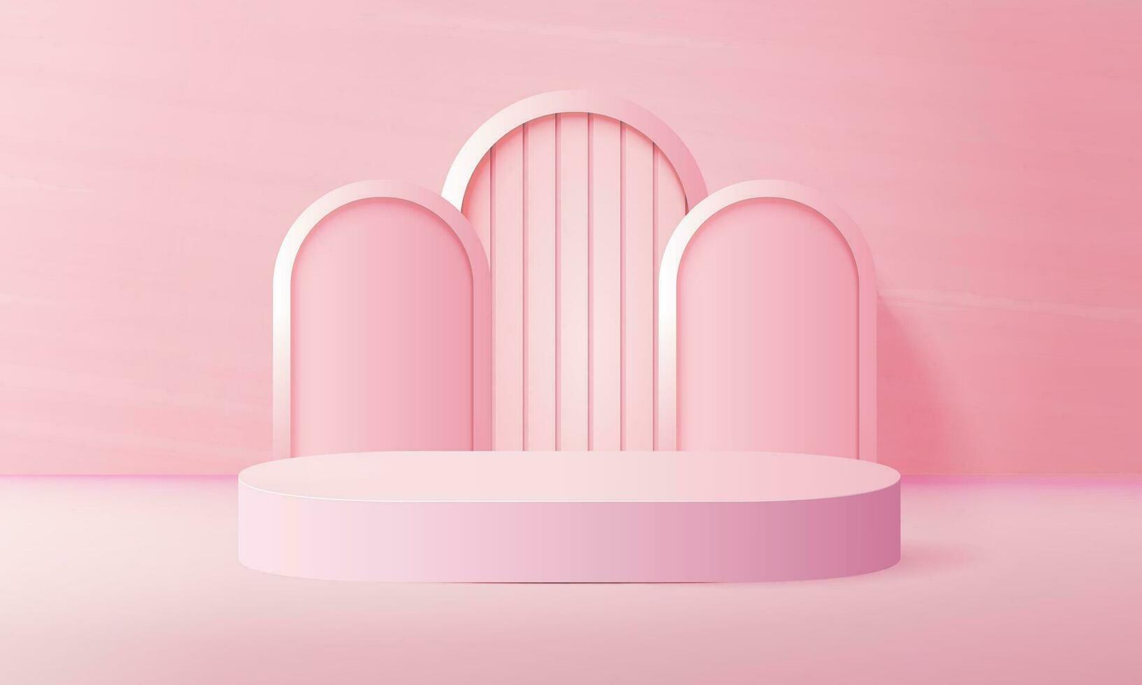 pink podium scene background with backdrop, for product presentation, mock up, show cosmetic. vector