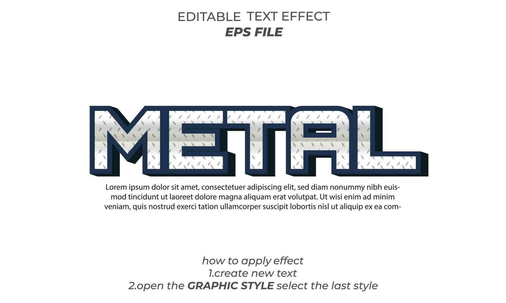 metal texto efecto, tipografía, 3d texto. vector modelo