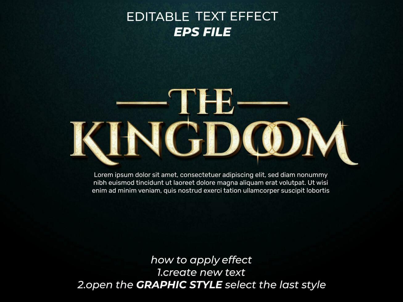 kingdom text effect, typography, 3d text. vector template
