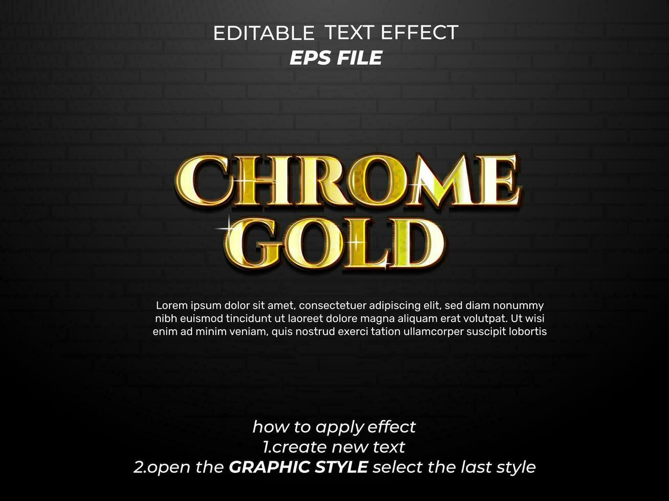 chrome gold text effect, typography, 3d text. vector template
