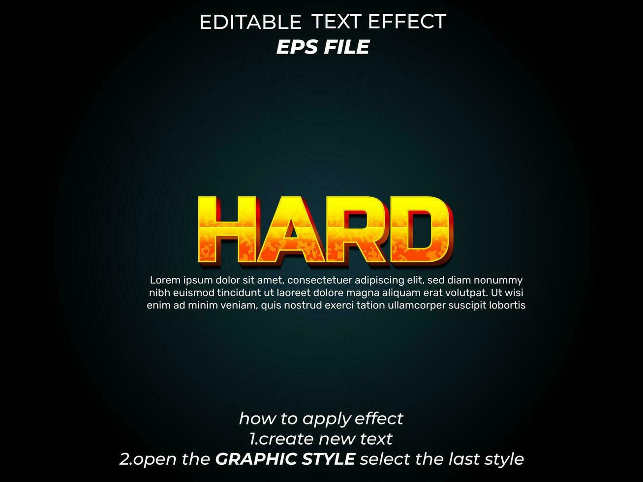 hard text effect, typography, 3d text. vector template