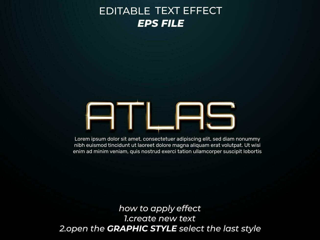 atlas text effect, typography, 3d text. vector template