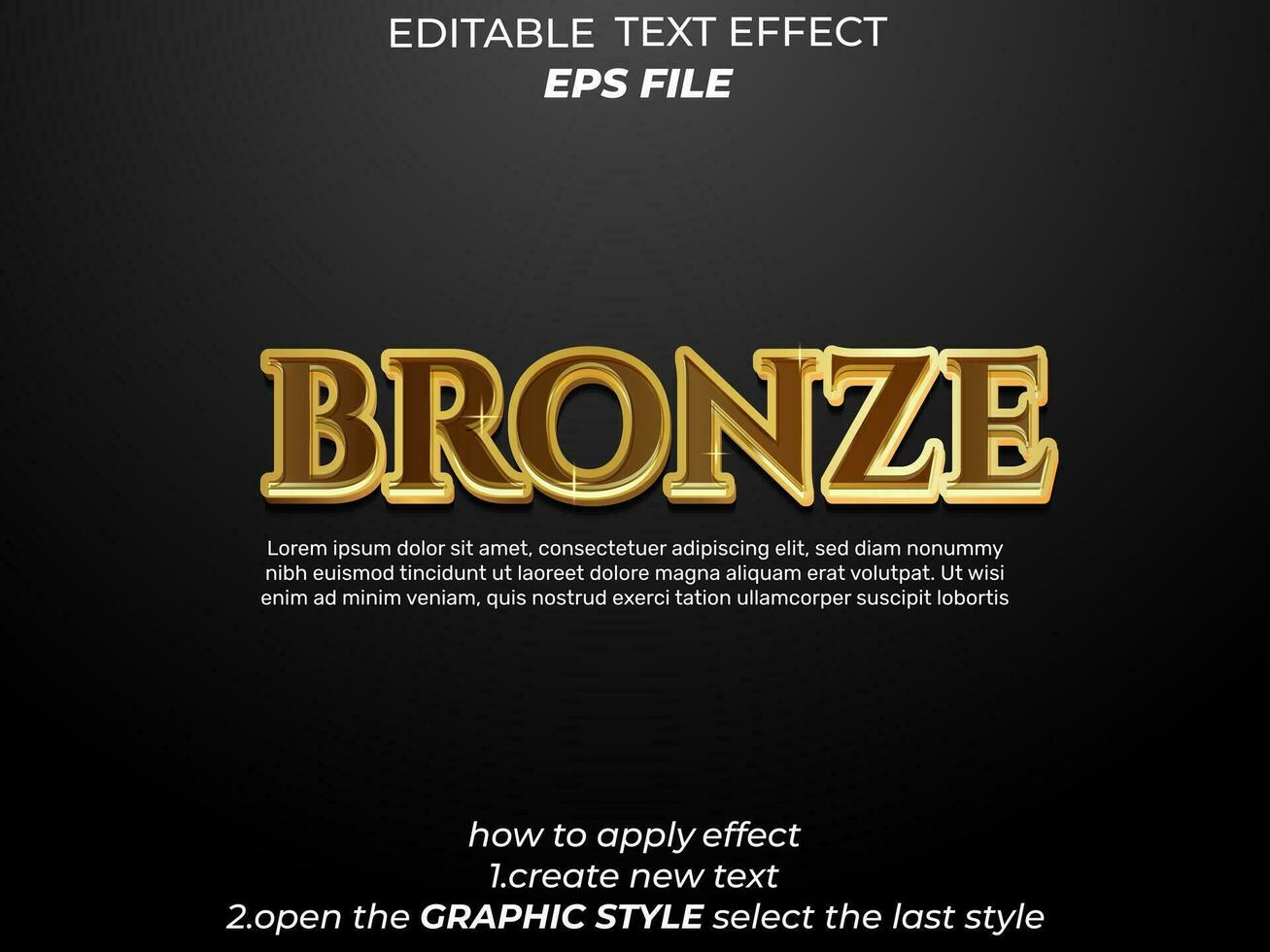 bronze text effect, typography, 3d text. vector template