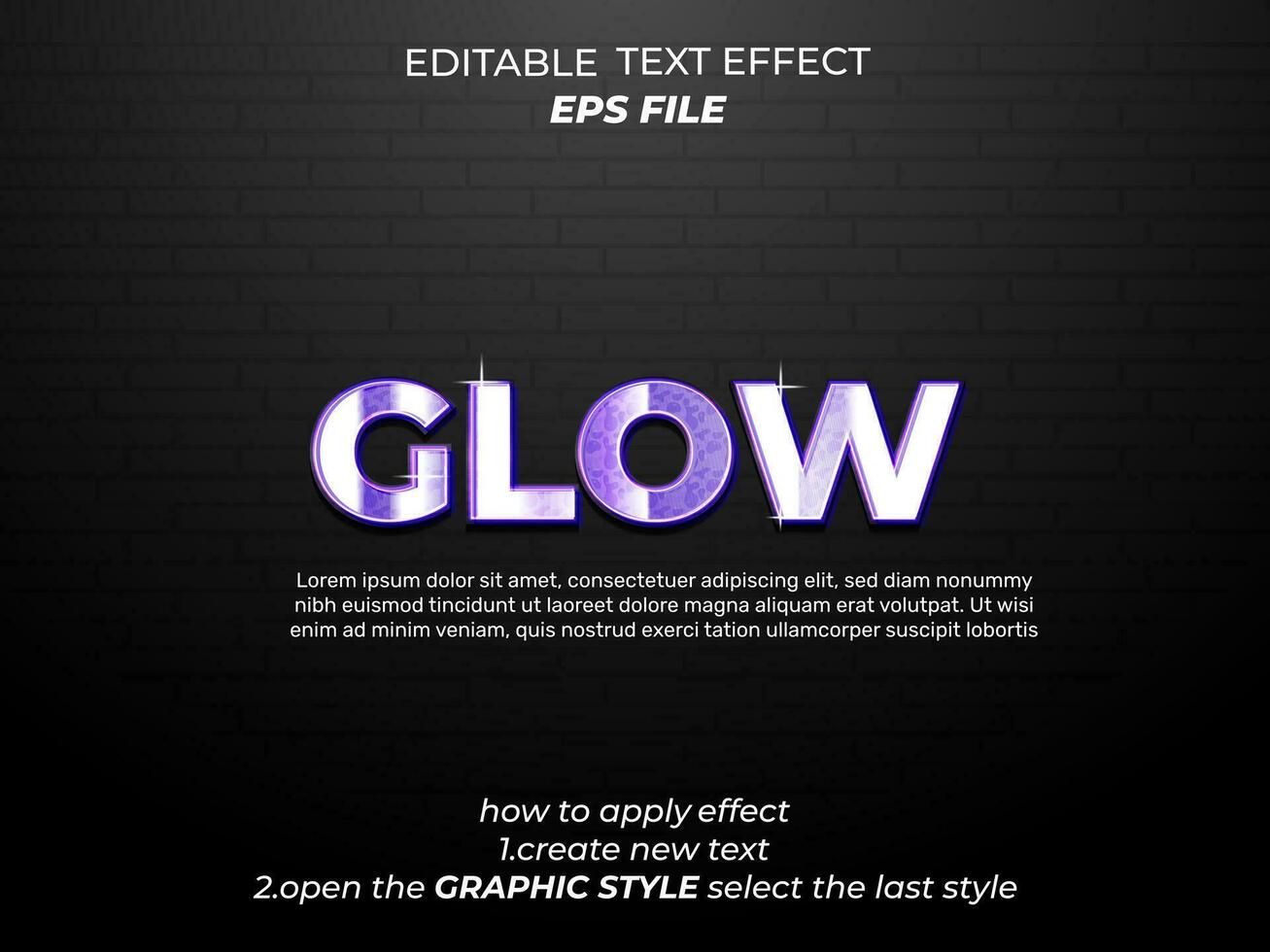 glow text effect, typography, 3d text. vector template