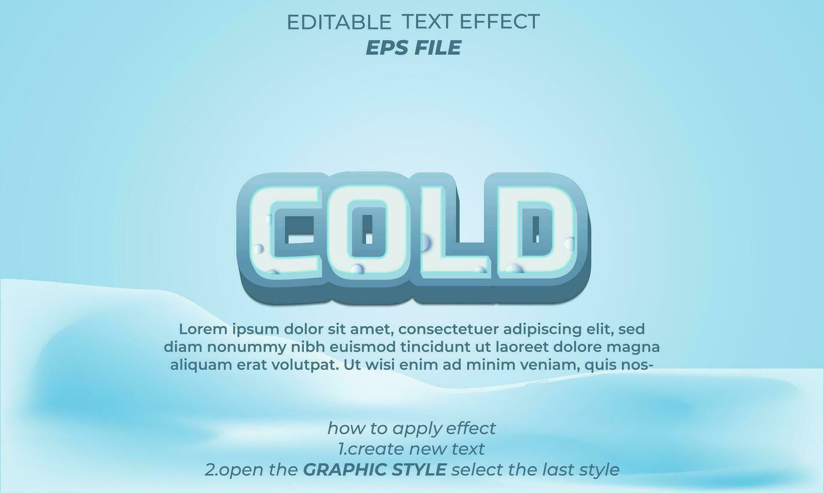 cold text effect, typography, 3d text. vector template