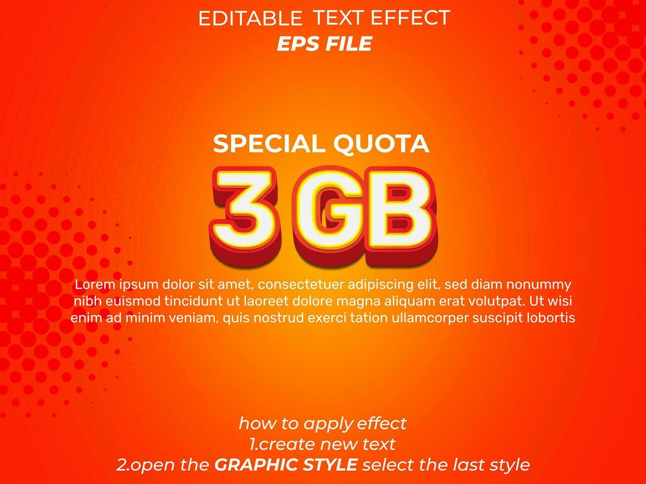 3 gb text effect, typography, 3d text. vector template