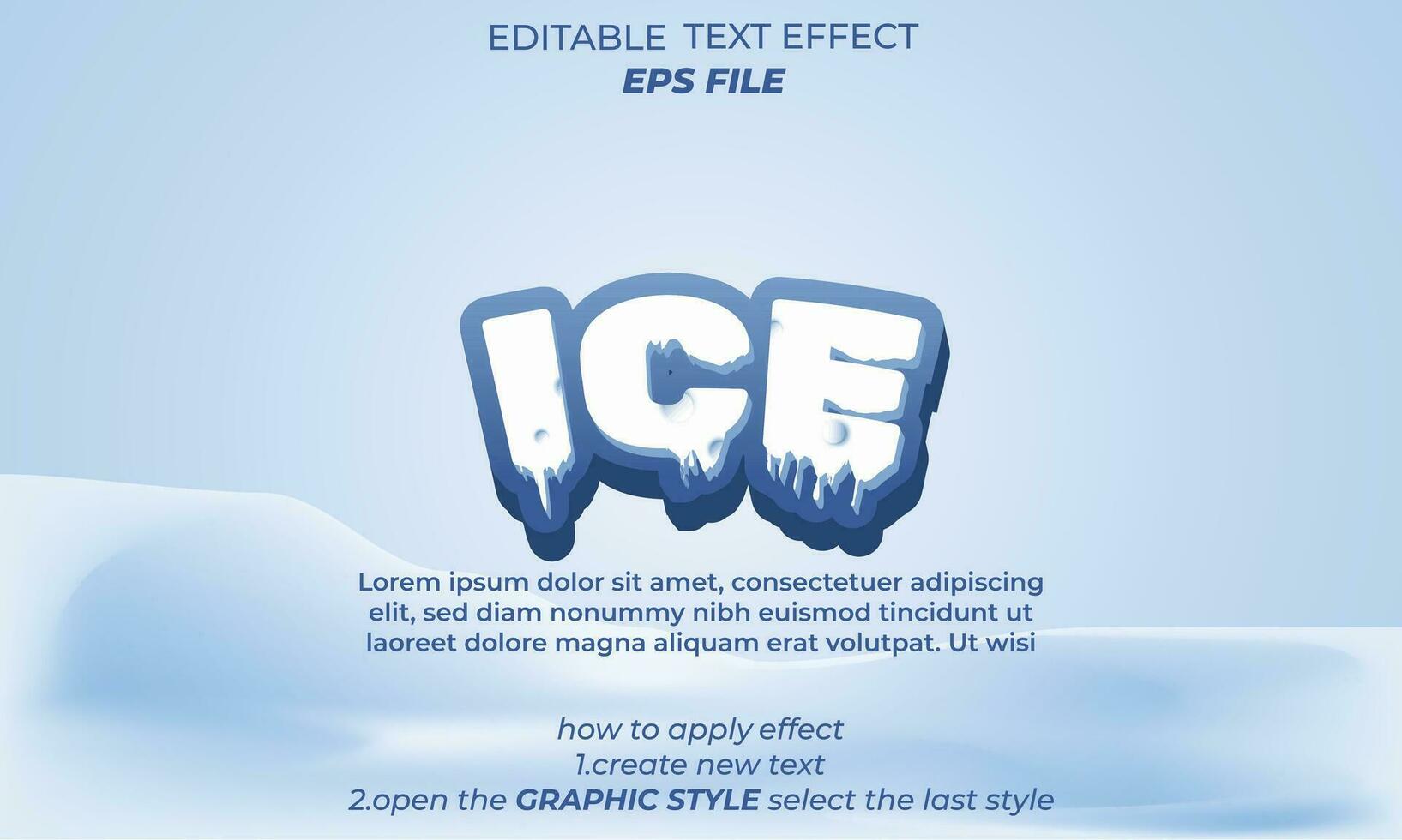 ice text effect,, typography, 3d text. vector template