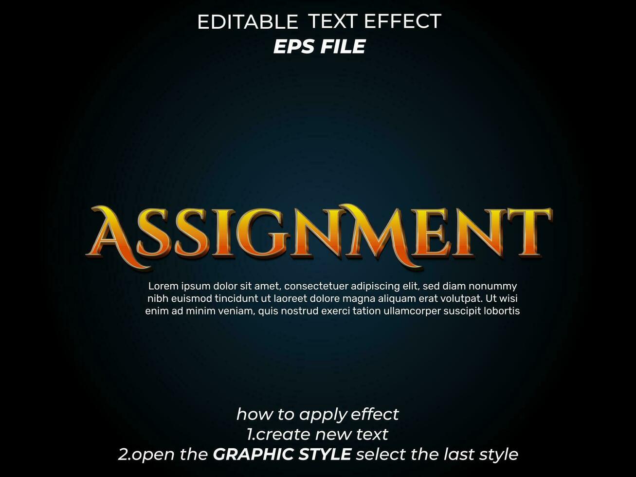 assignment text effect, typography, 3d text. vector template