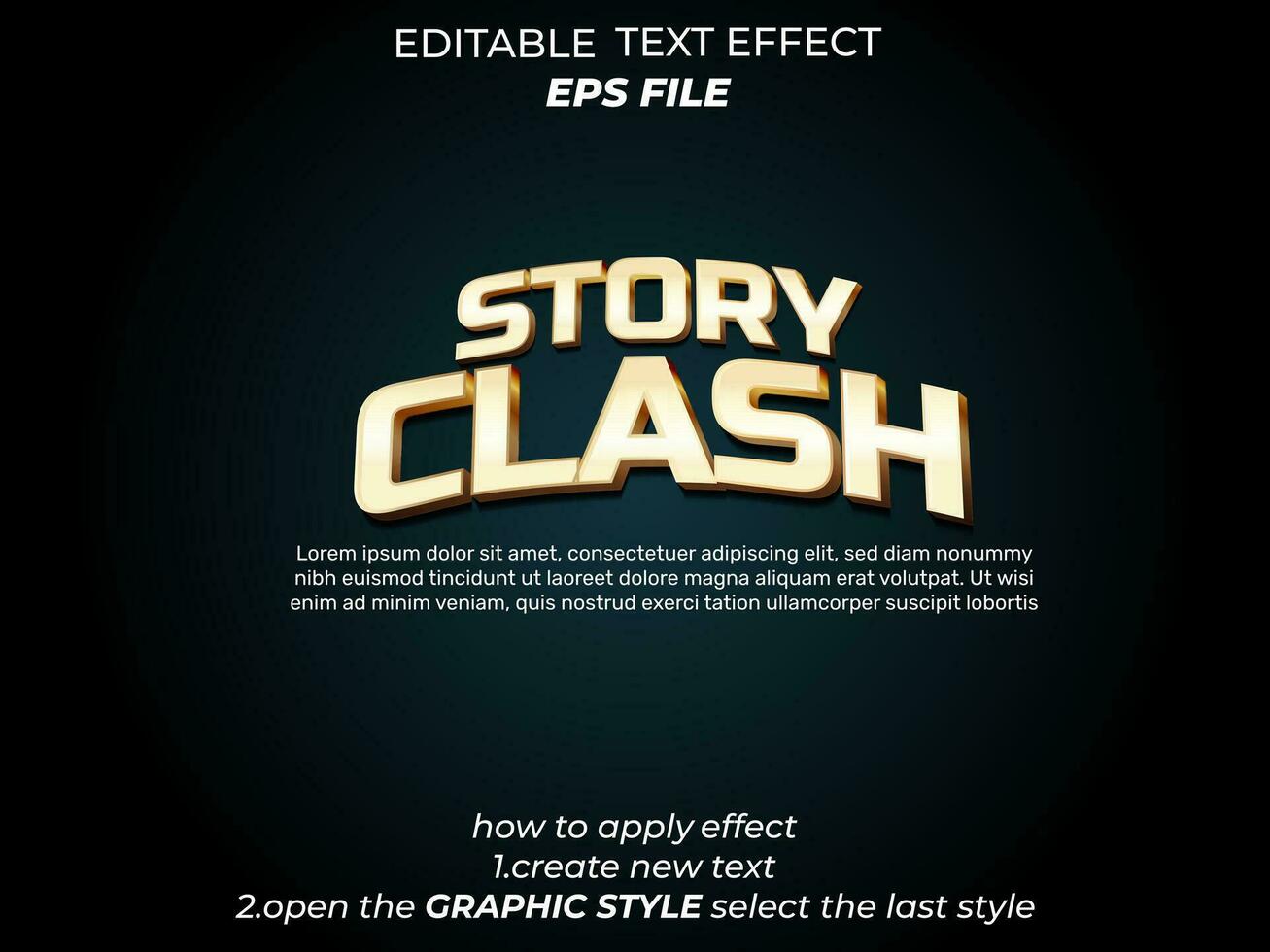 story clash text effect, typography, 3d text. vector template