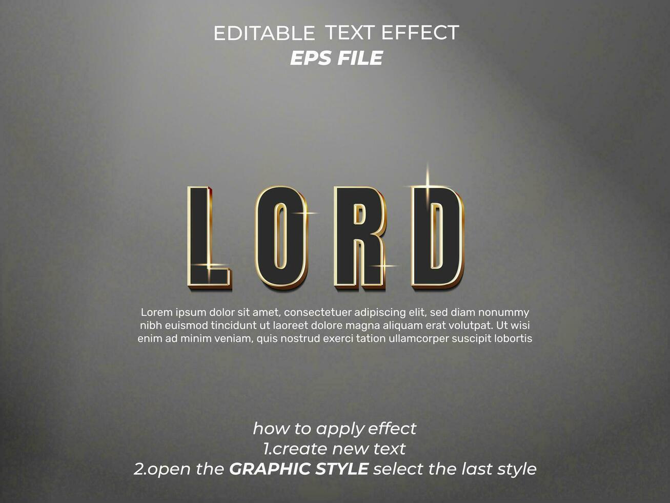 lord text effect typography, 3d text. vector template