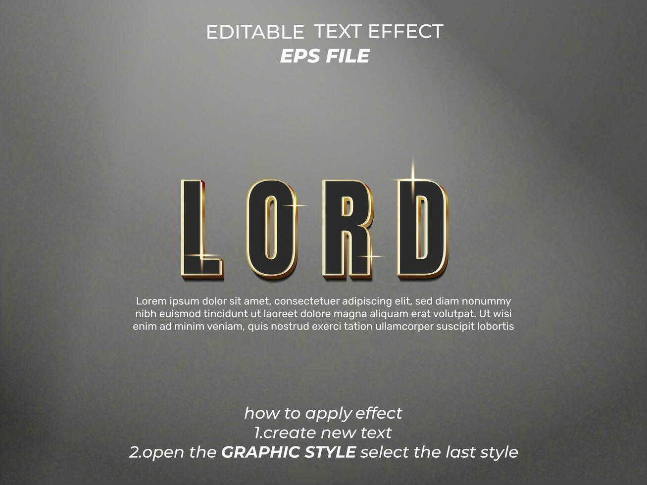 lord text effect typography, 3d text. vector template