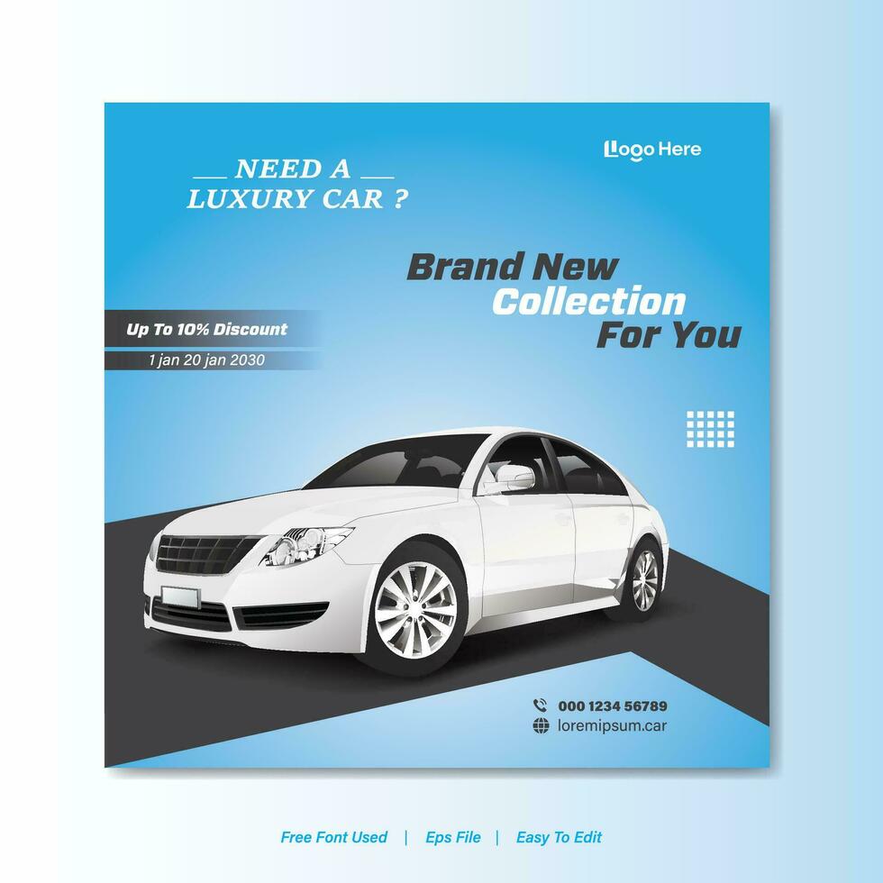 Luxury car sale social media post, Car rental banner template, social media posts for the car, Usable for social media, stories, and web ads vector