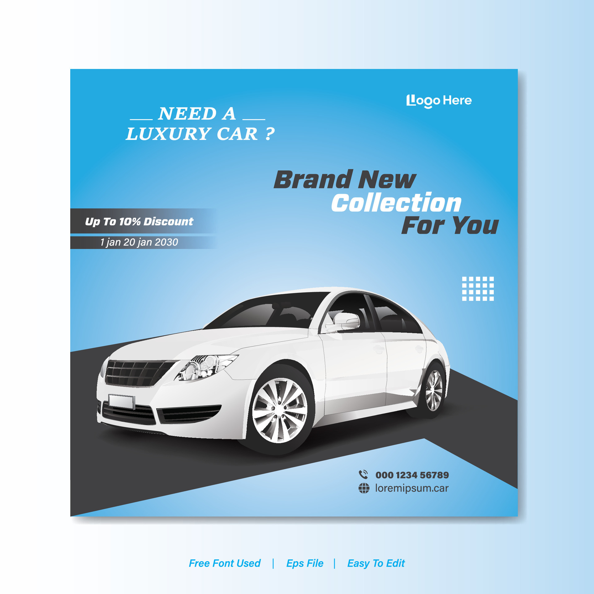Luxury car sale social media post, Car rental banner template, social