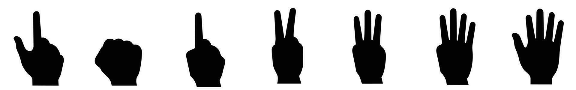 Vector illustration of fingers pointing, clenching and counting