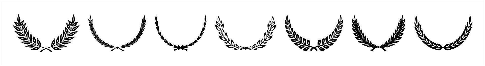 Circular laurel foliate vector icon set