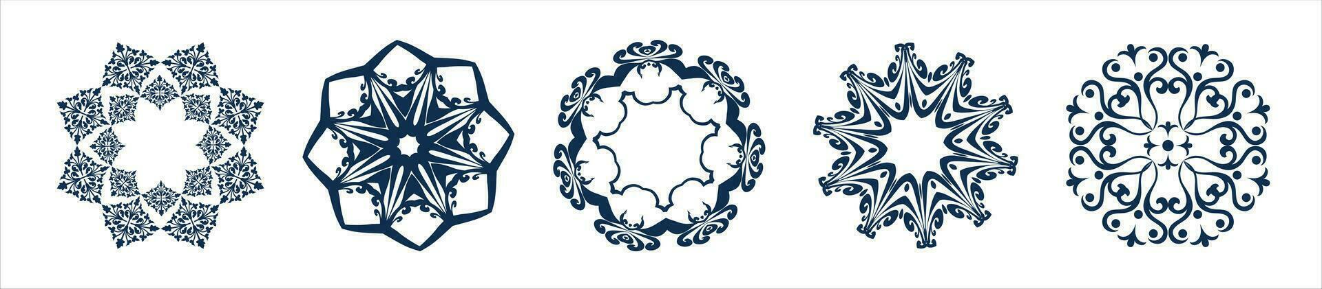Mandala circle ornament decoration pattern set vector. For graphic design decoration. vector
