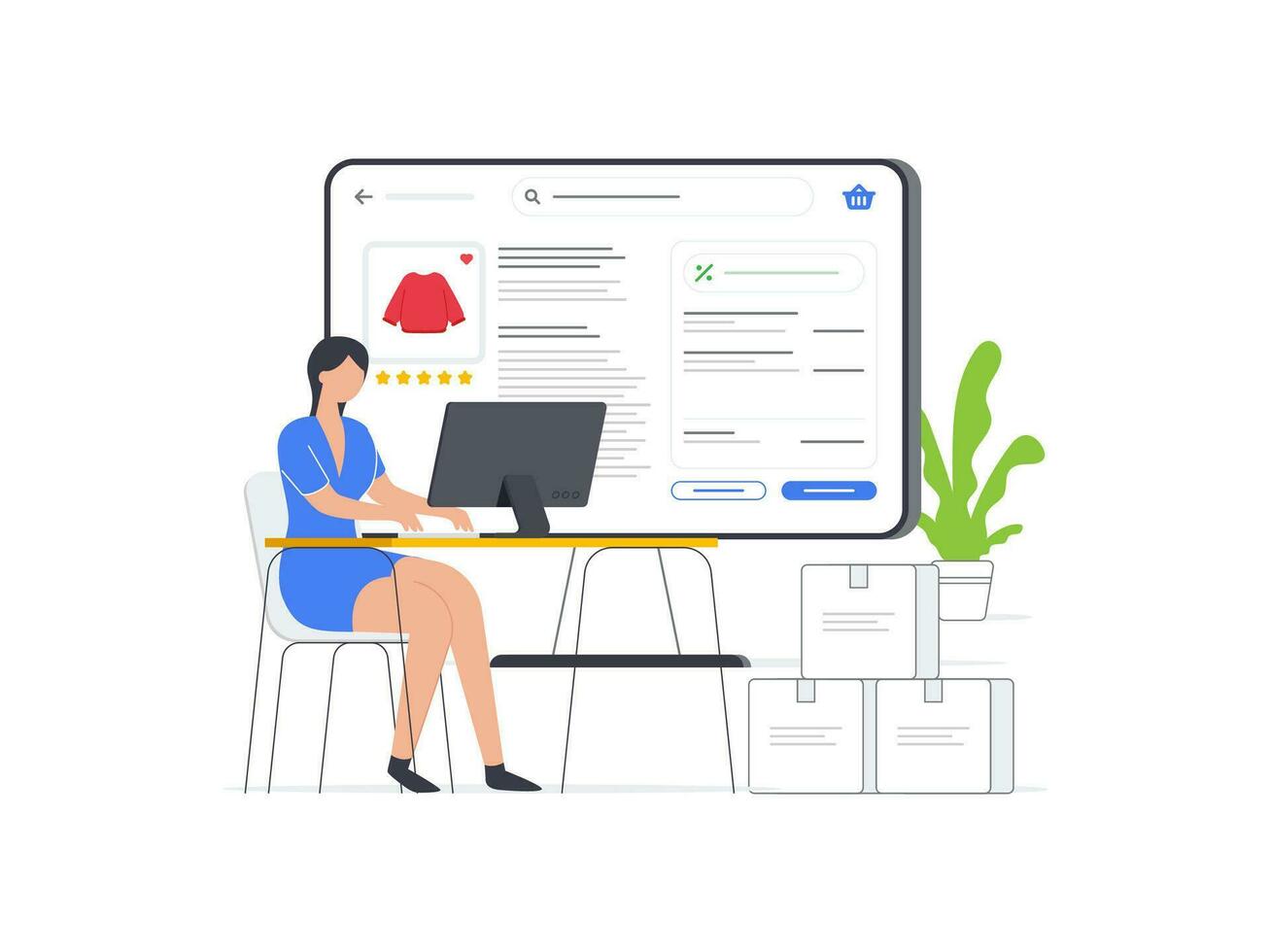 Flat style vector illustration design of dropshipper ordering process. Simplified visual representation of dropshipping business model.