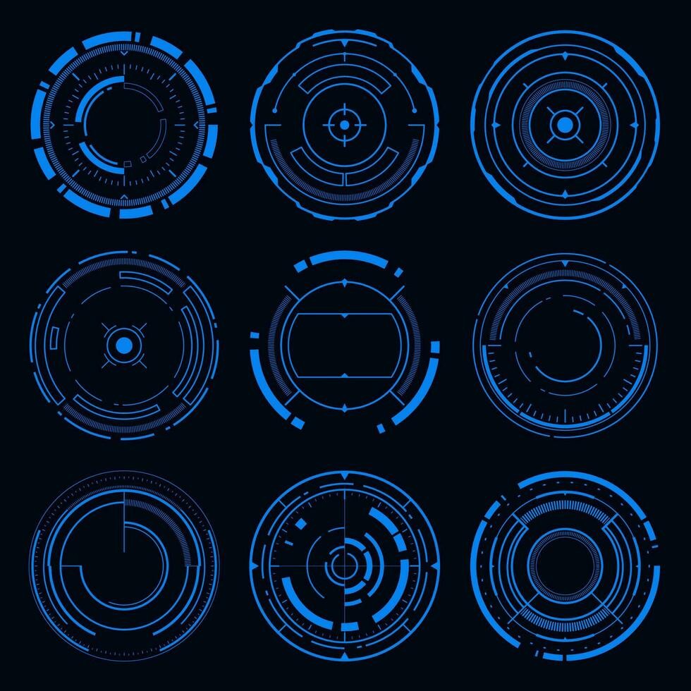 Vector set sci fi frame modern user interface element. Technology abstract HUD.