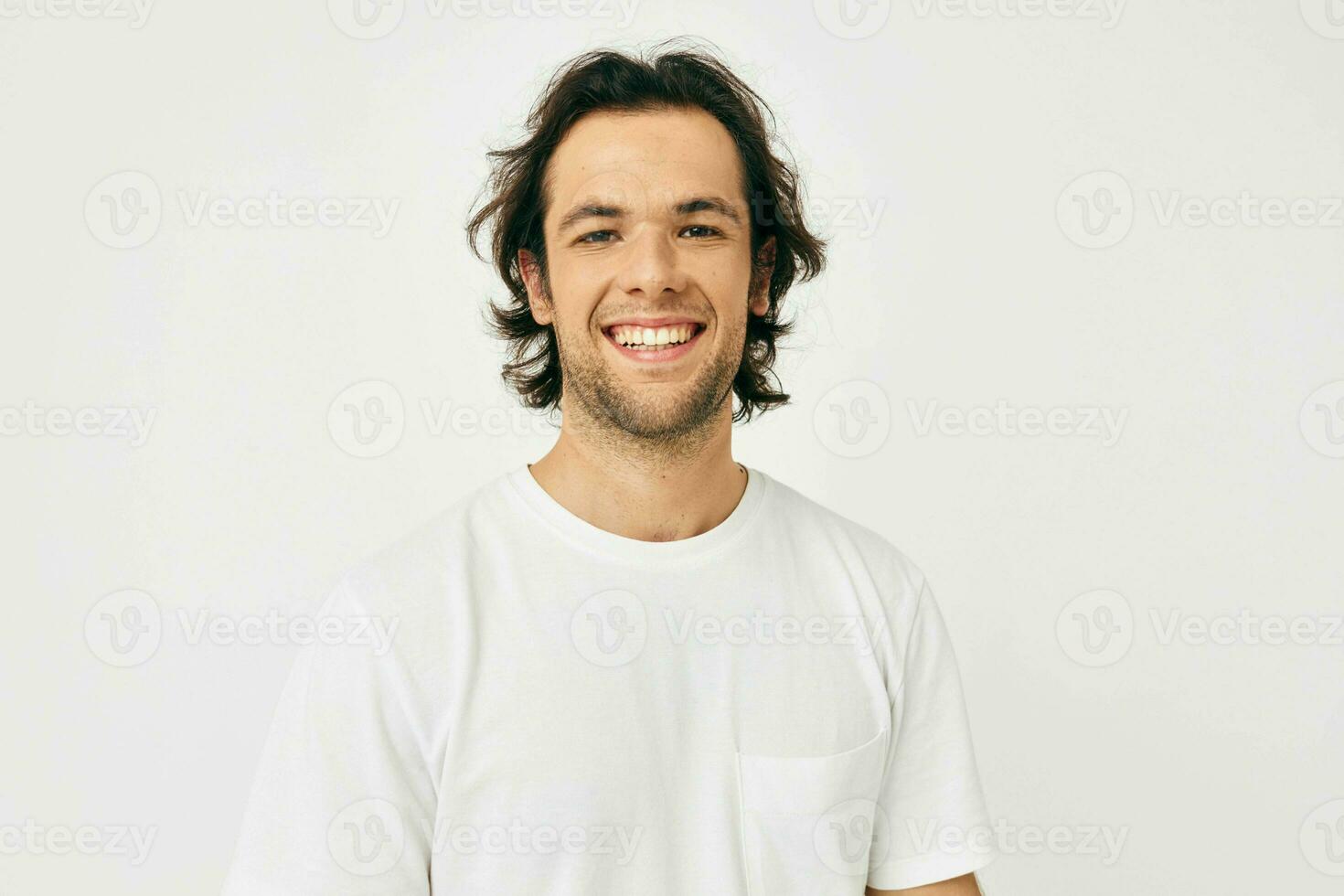 handsome man in white t-shirt fashion cropped view Lifestyle unaltered photo