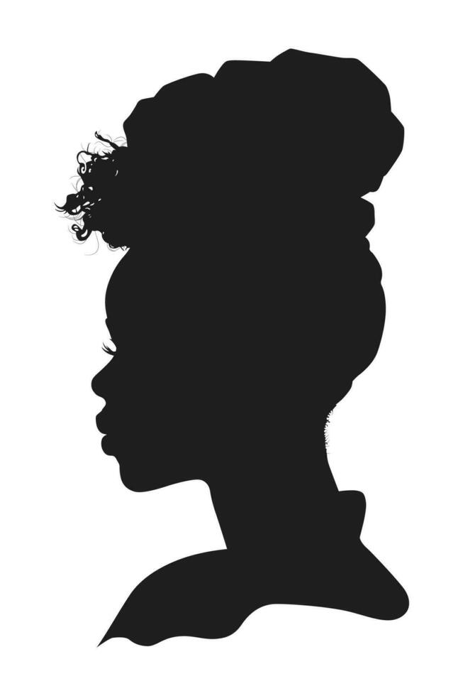 negro africano mujer silueta visto desde lado en blanco antecedentes vector