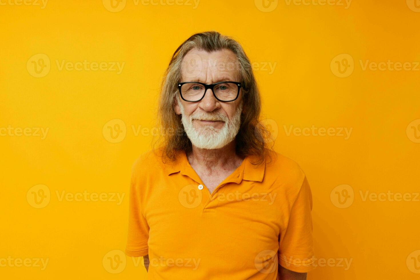 funny elderly man gray beard emotions close-up photo