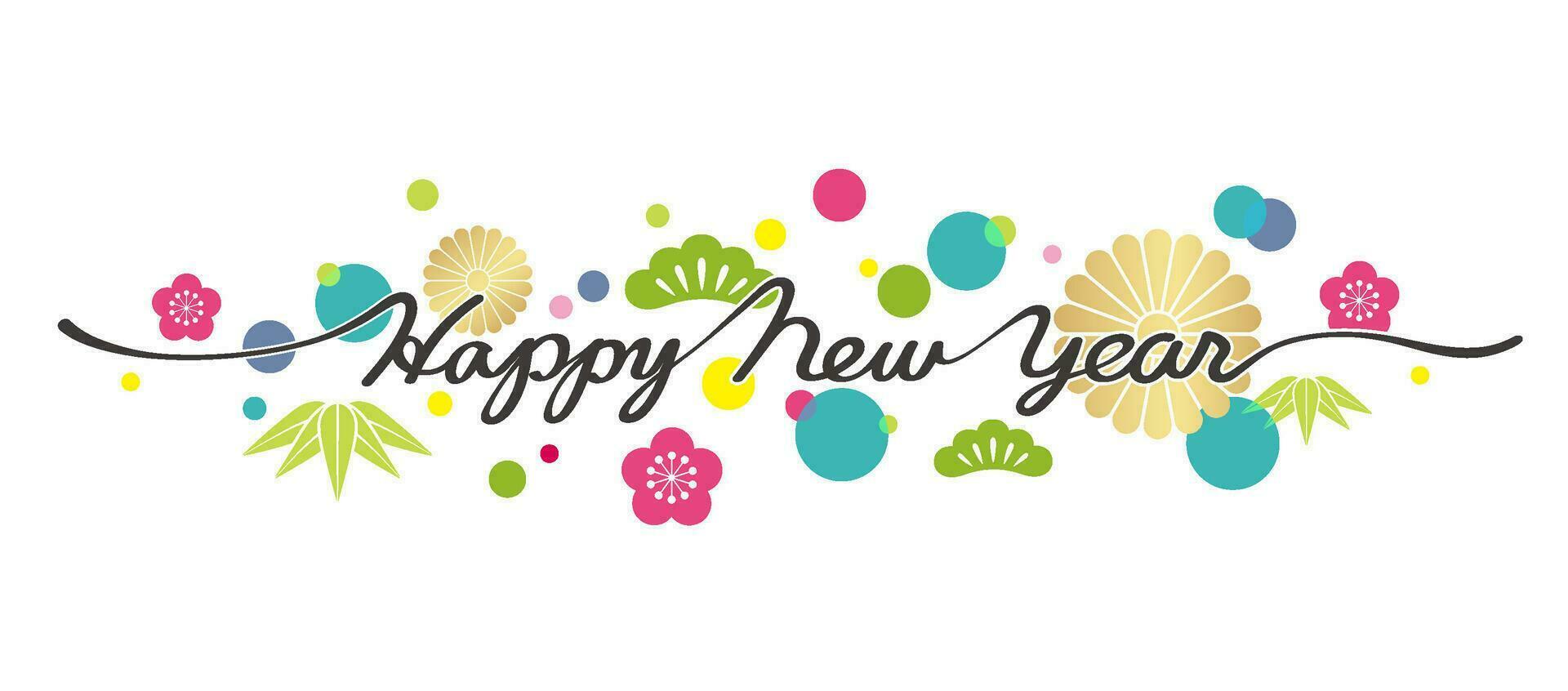 Happy New Year Vector Symbol Illustration With Japanese Vintage Charms Isolated On A White Background.