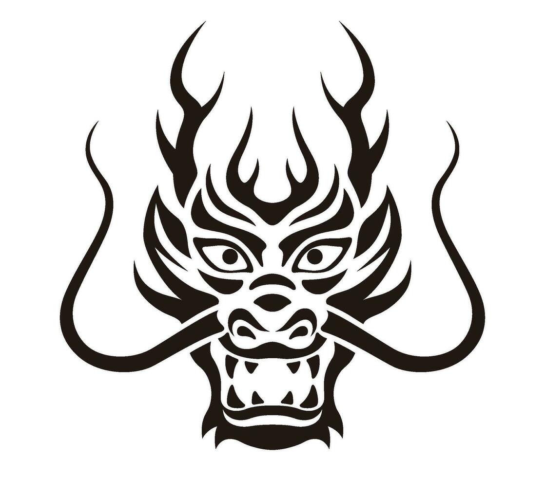 Year Of The Dragon Black And White Vector Zodiac Symbol Isolated On A White Background.
