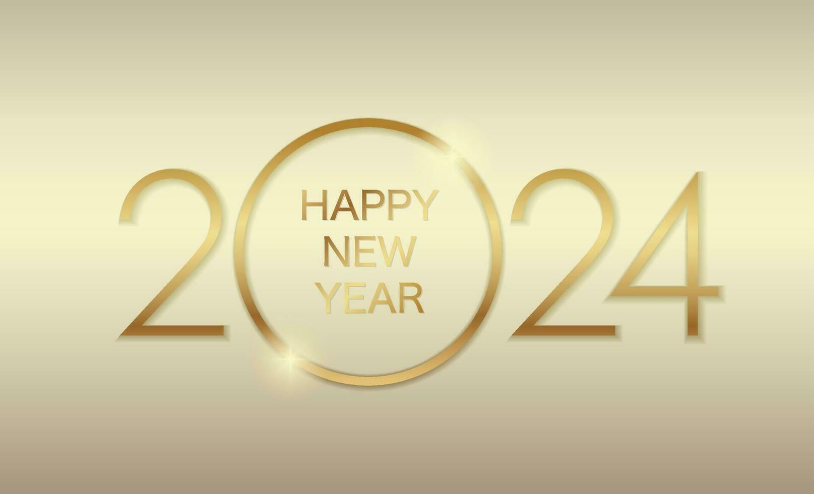 The Year 2024 Vector Title Illustration With Champagne Gold Background.