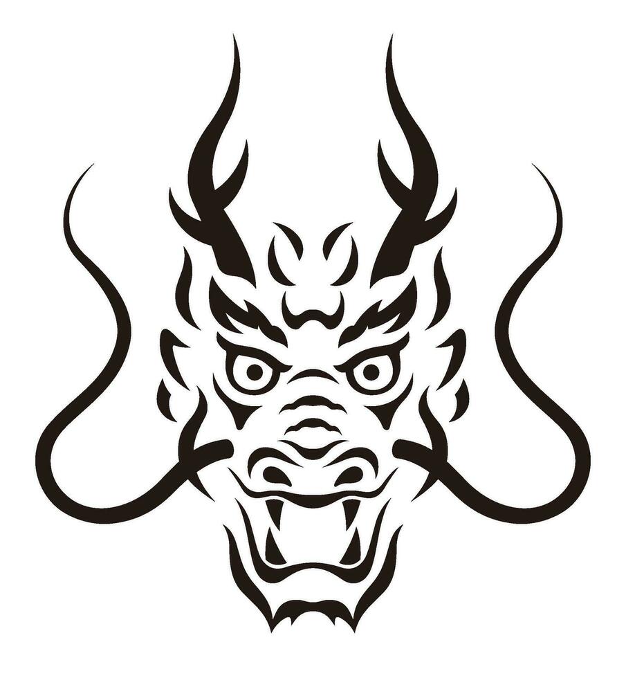 Year Of The Dragon Black And White Vector Zodiac Symbol Isolated On A White Background.