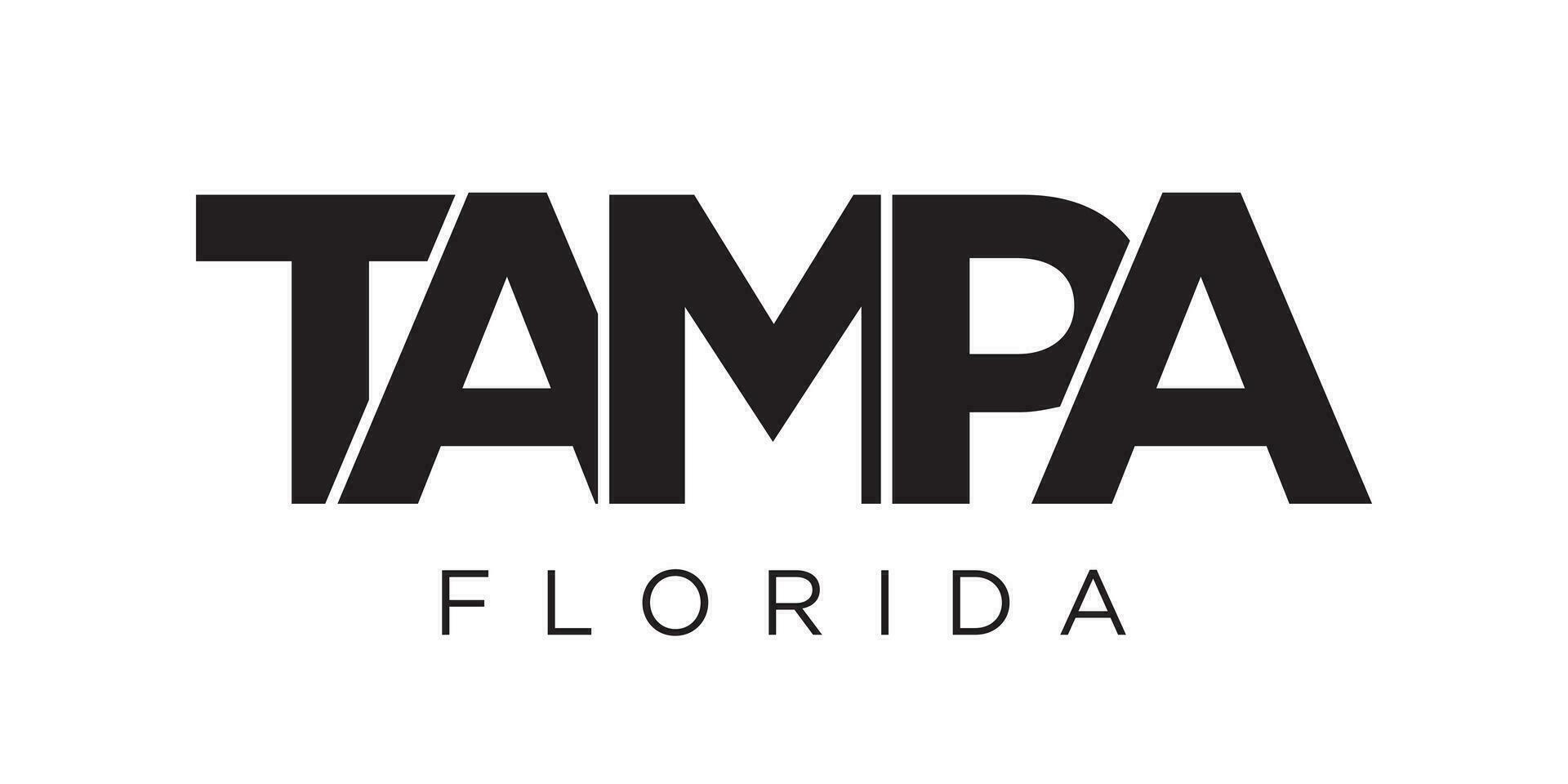 Tampa, Florida, USA typography slogan design. America logo with graphic city lettering for print and web. vector