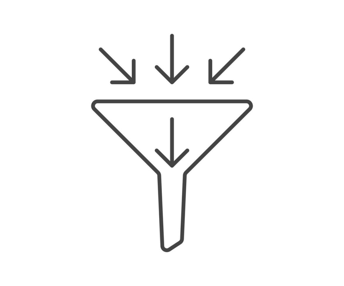 Funnel icon vector. Sort sign, filter symbol black and white. vector